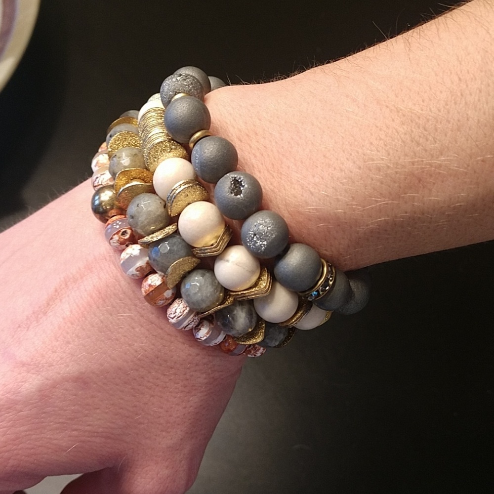 New Natural Stone Stacking Bracelets